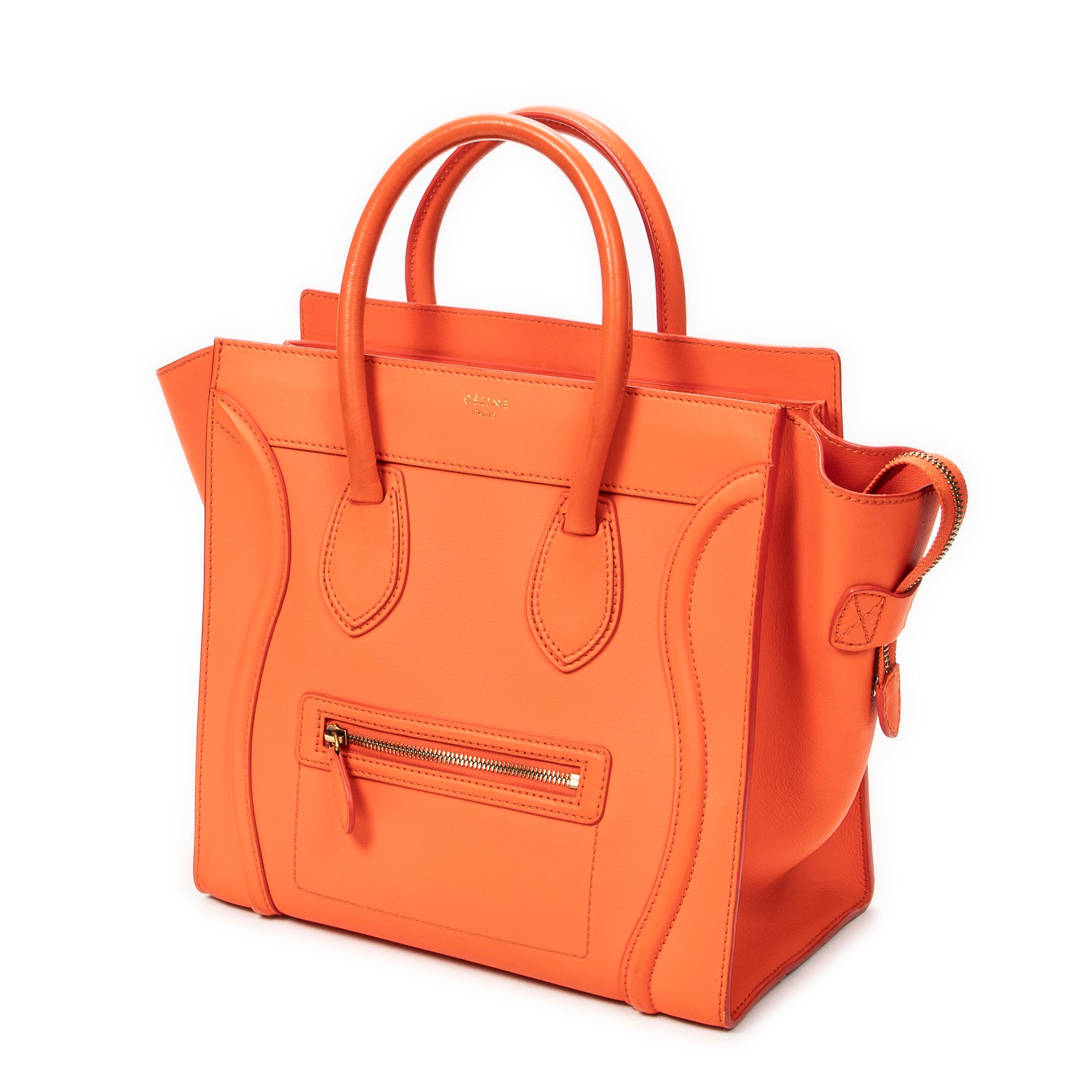 Sac à main Mini bagage en cuir de veau orange