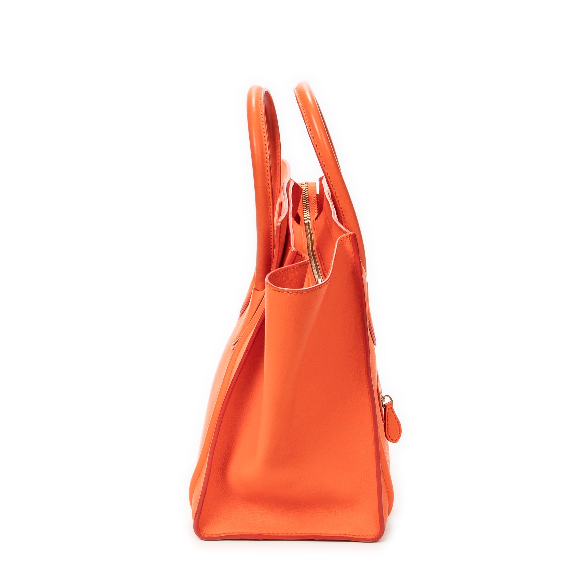 Sac à main Mini bagage en cuir de veau orange
