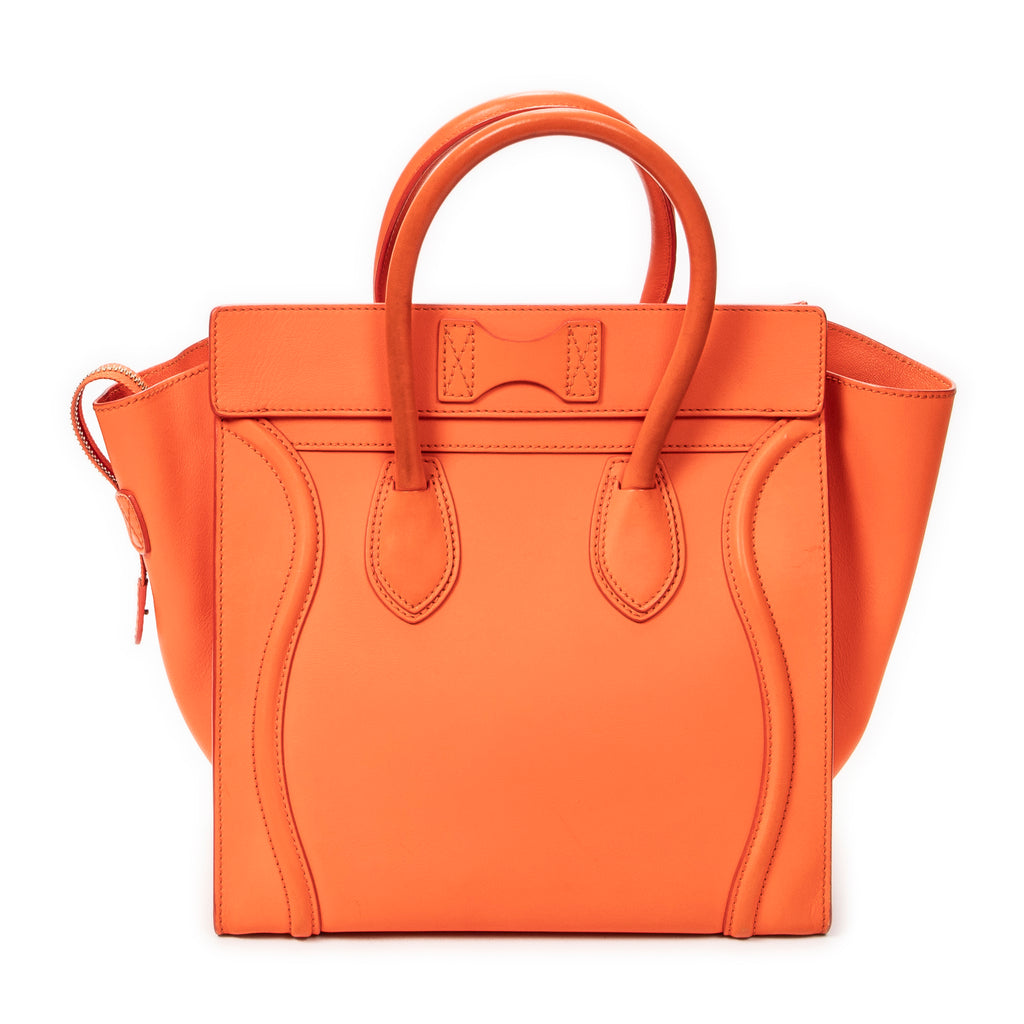 Sac à main Mini bagage en cuir de veau orange
