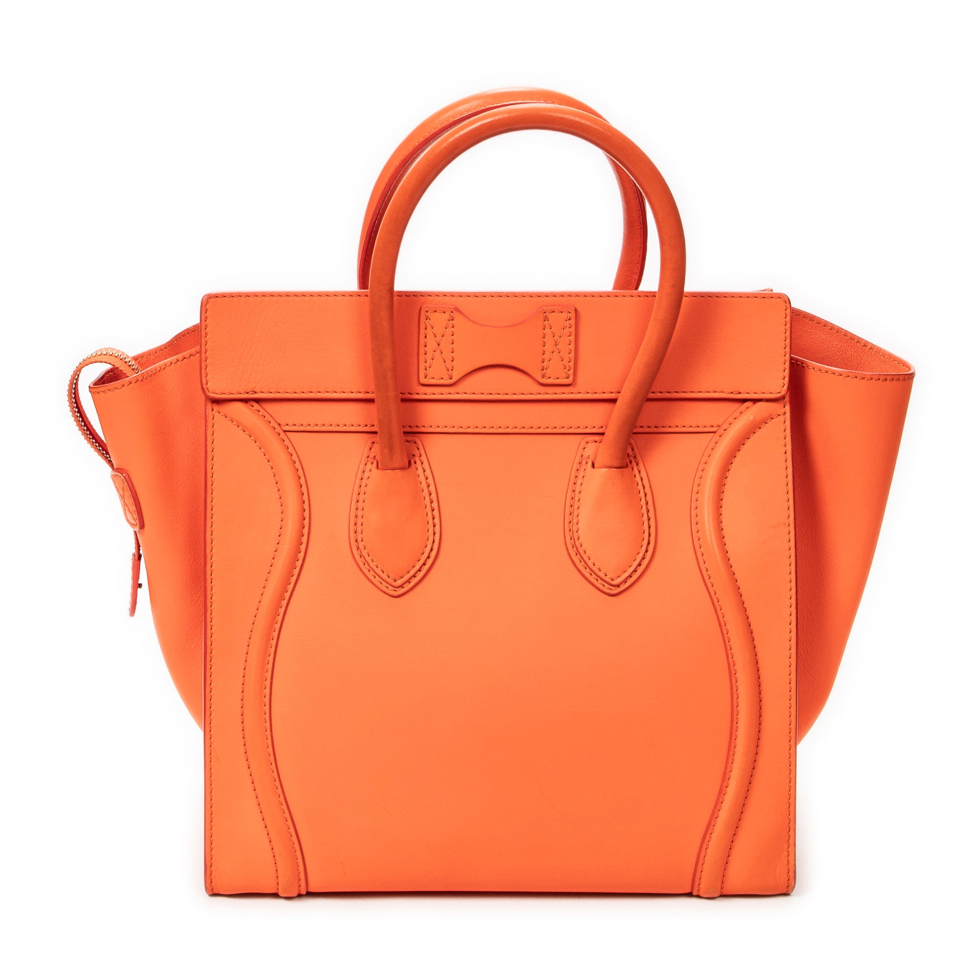 Sac à main Mini bagage en cuir de veau orange