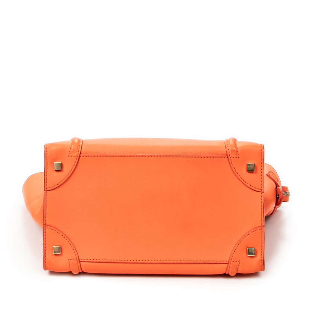 Sac à main Mini bagage en cuir de veau orange