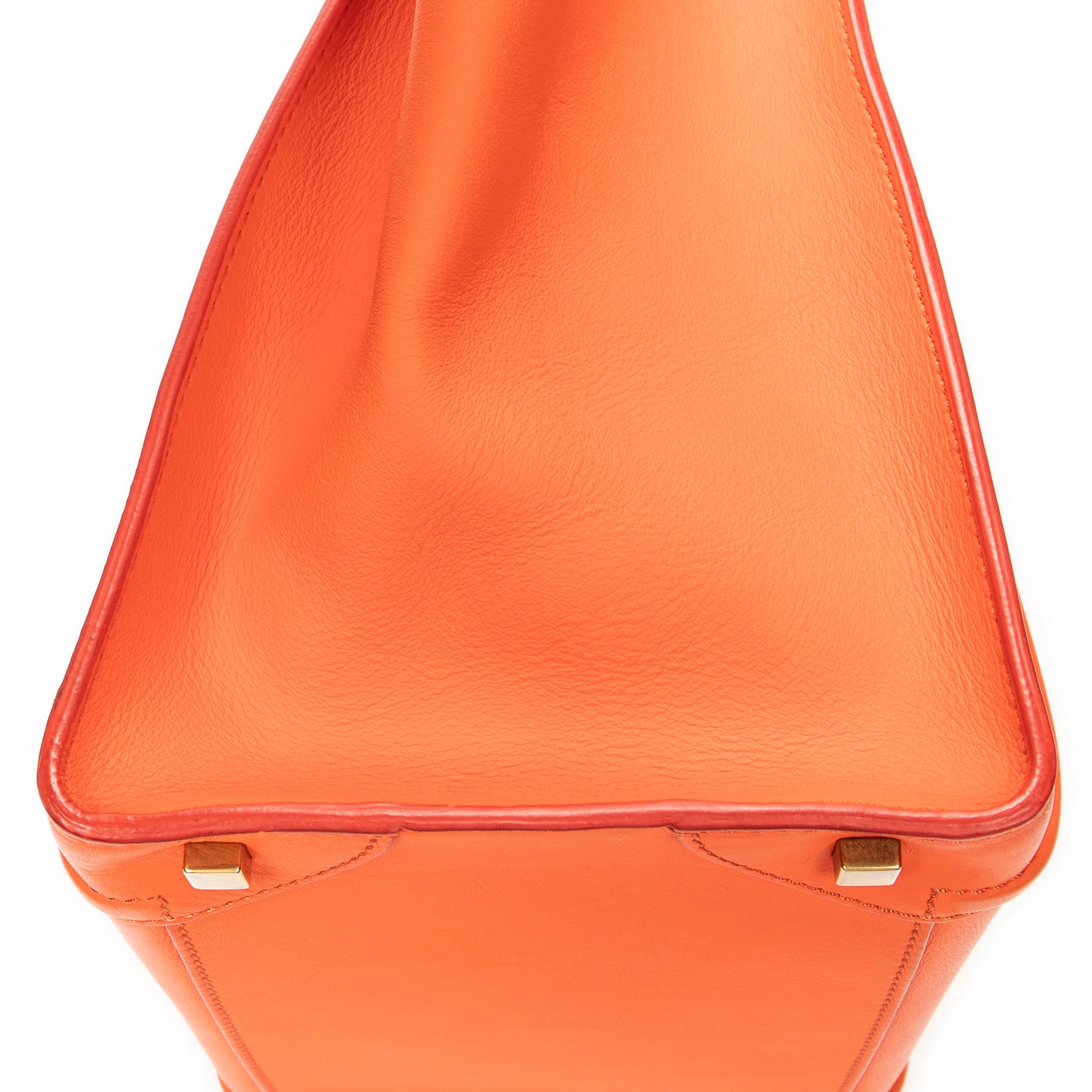 Sac à main Mini bagage en cuir de veau orange