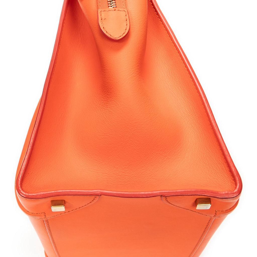 Sac à main Mini bagage en cuir de veau orange