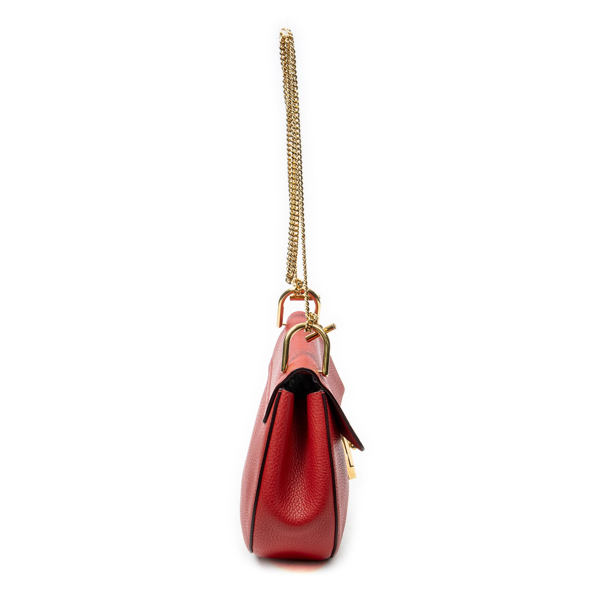 Shoulder Bag Small Drew Red Grained Calfskin Leather