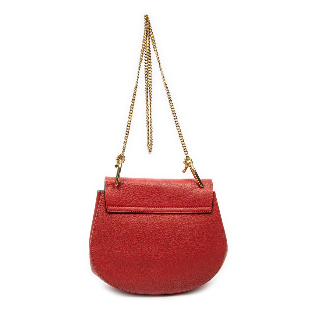Shoulder Bag Small Drew Red Grained Calfskin Leather
