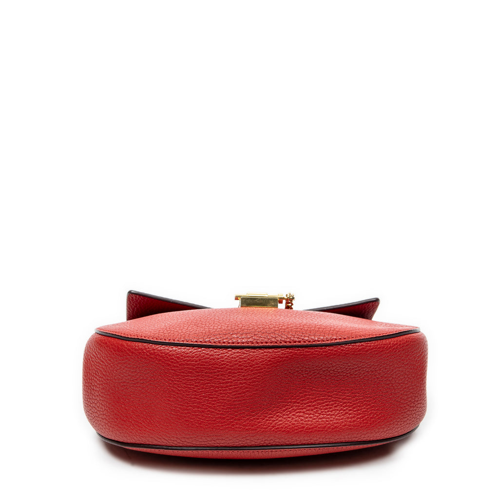 Shoulder Bag Small Drew Red Grained Calfskin Leather