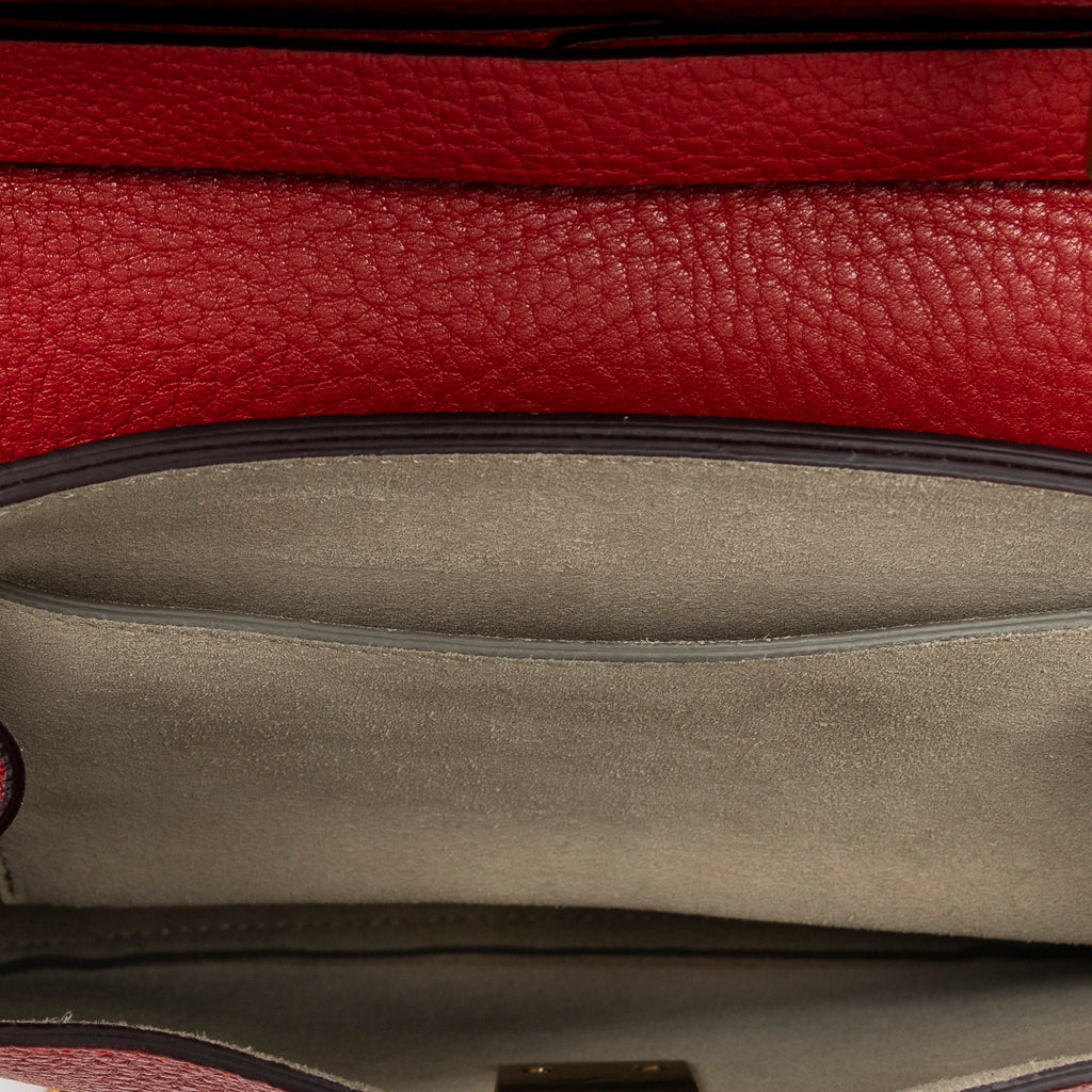 Shoulder Bag Small Drew Red Grained Calfskin Leather