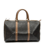 Travel Bag Medium Vintage Travel Boston Gray Honeycomb Coated Canvas