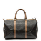 Travel Bag Medium Vintage Travel Boston Gray Honeycomb Coated Canvas