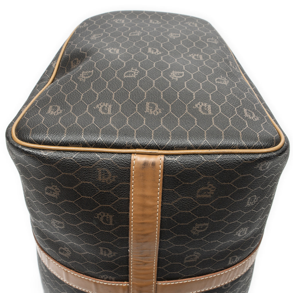 Travel Bag Medium Vintage Travel Boston Gray Honeycomb Coated Canvas