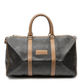 Travel Bag Medium Vintage Travel Boston Gray Honeycomb Coated Canvas