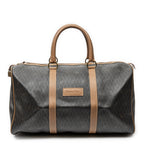 Travel Bag Medium Vintage Travel Boston Gray Honeycomb Coated Canvas