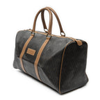 Travel Bag Medium Vintage Travel Boston Gray Honeycomb Coated Canvas