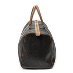 Travel Bag Medium Vintage Travel Boston Gray Honeycomb Coated Canvas
