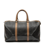 Travel Bag Medium Vintage Travel Boston Gray Honeycomb Coated Canvas