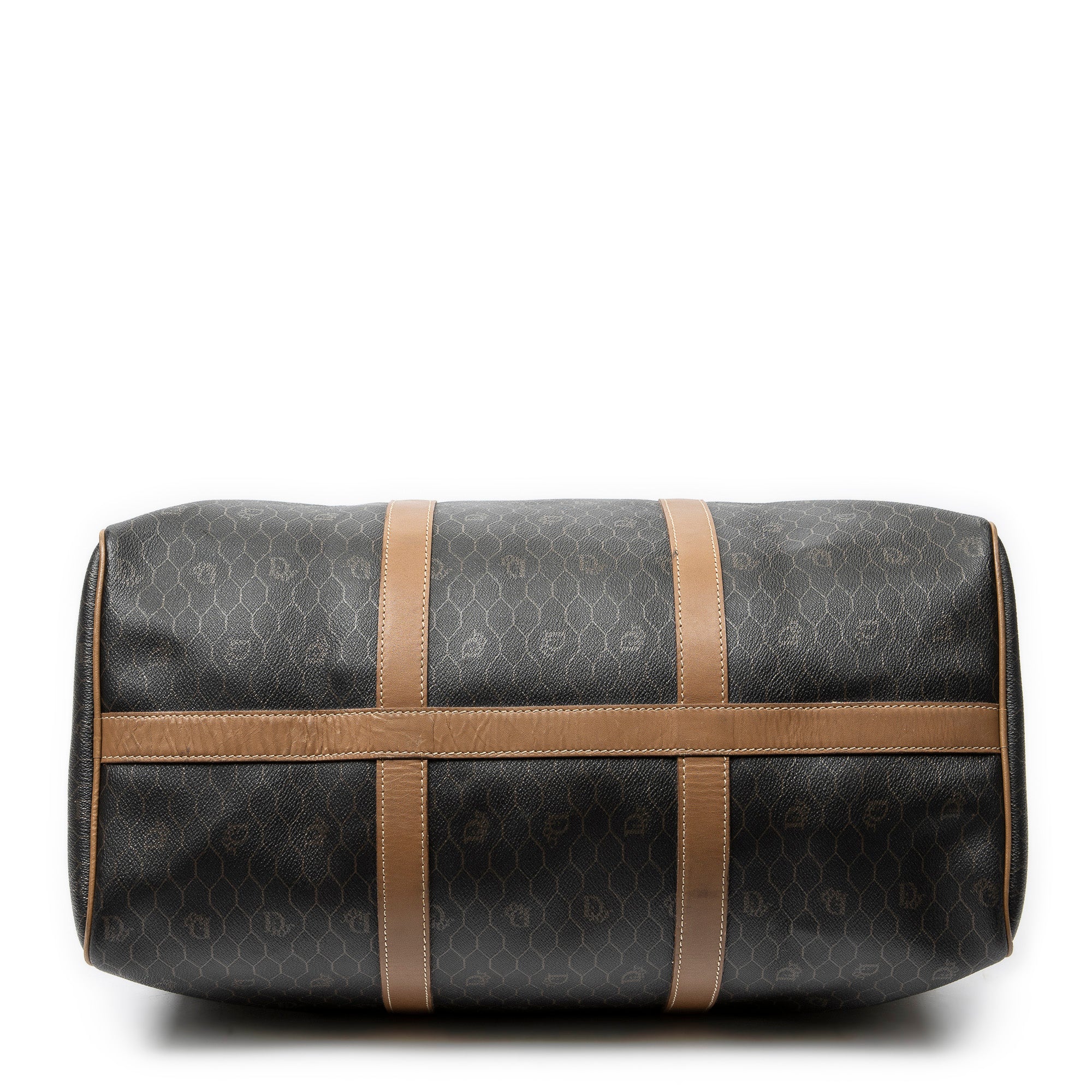 Travel Bag Medium Vintage Travel Boston Gray Honeycomb Coated Canvas