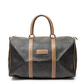 Travel Bag Medium Vintage Travel Boston Gray Honeycomb Coated Canvas