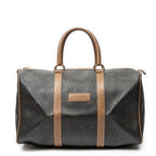Travel Bag Medium Vintage Travel Boston Gray Honeycomb Coated Canvas