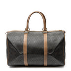 Travel Bag Medium Vintage Travel Boston Gray Honeycomb Coated Canvas
