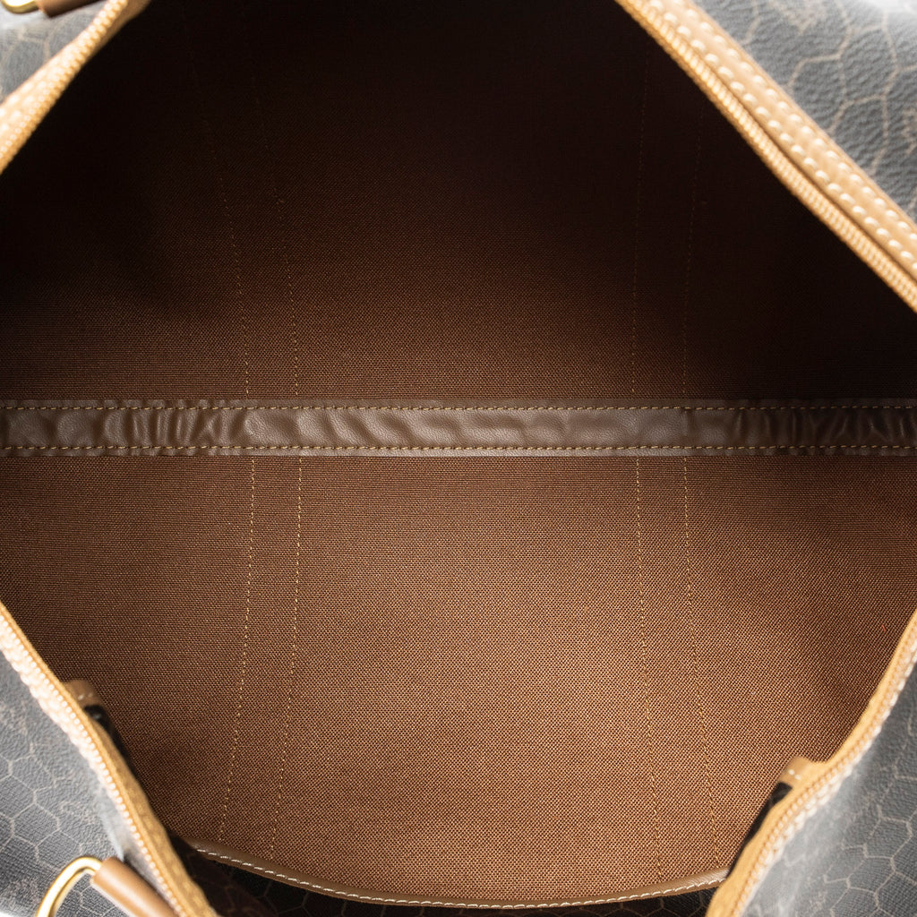 Travel Bag Medium Vintage Travel Boston Gray Honeycomb Coated Canvas