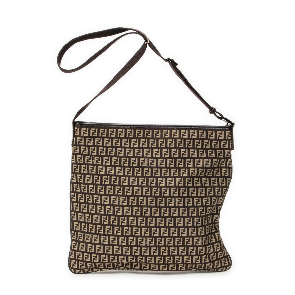 Shoulder Bag Large Flat Crossbody Brown Zucchino Canvas