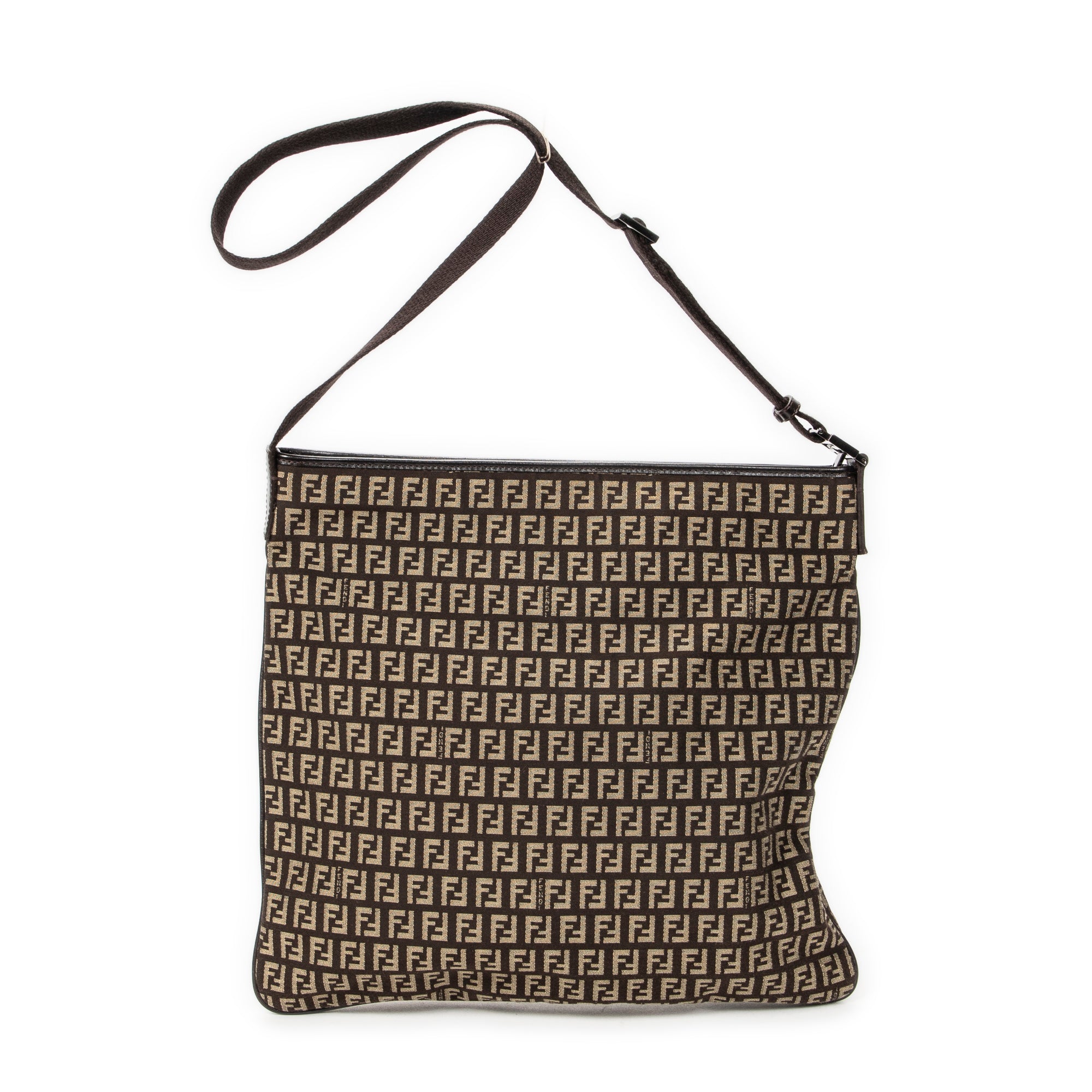 Shoulder Bag Large Flat Crossbody Brown Zucchino Canvas
