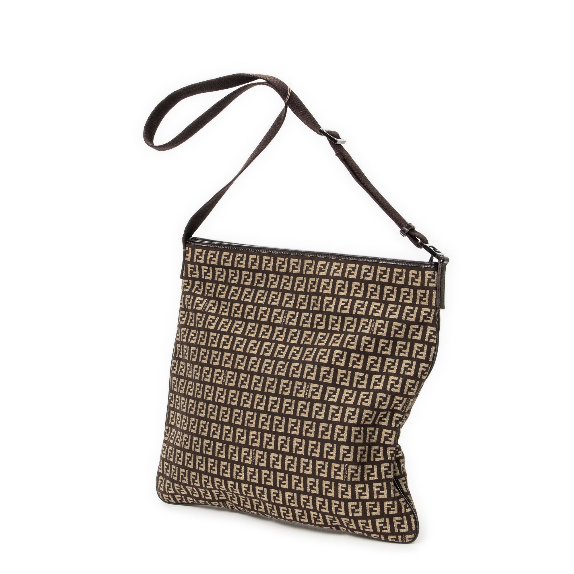 Shoulder Bag Large Flat Crossbody Brown Zucchino Canvas