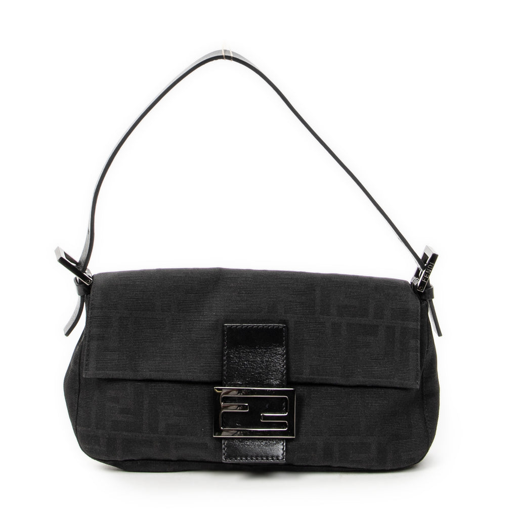 Bolso de Hombro Baguette Negro Lona Zucca