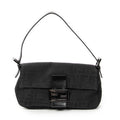 Bolso de Hombro Baguette Negro Lona Zucca