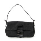 Bolso de Hombro Baguette Negro Lona Zucca