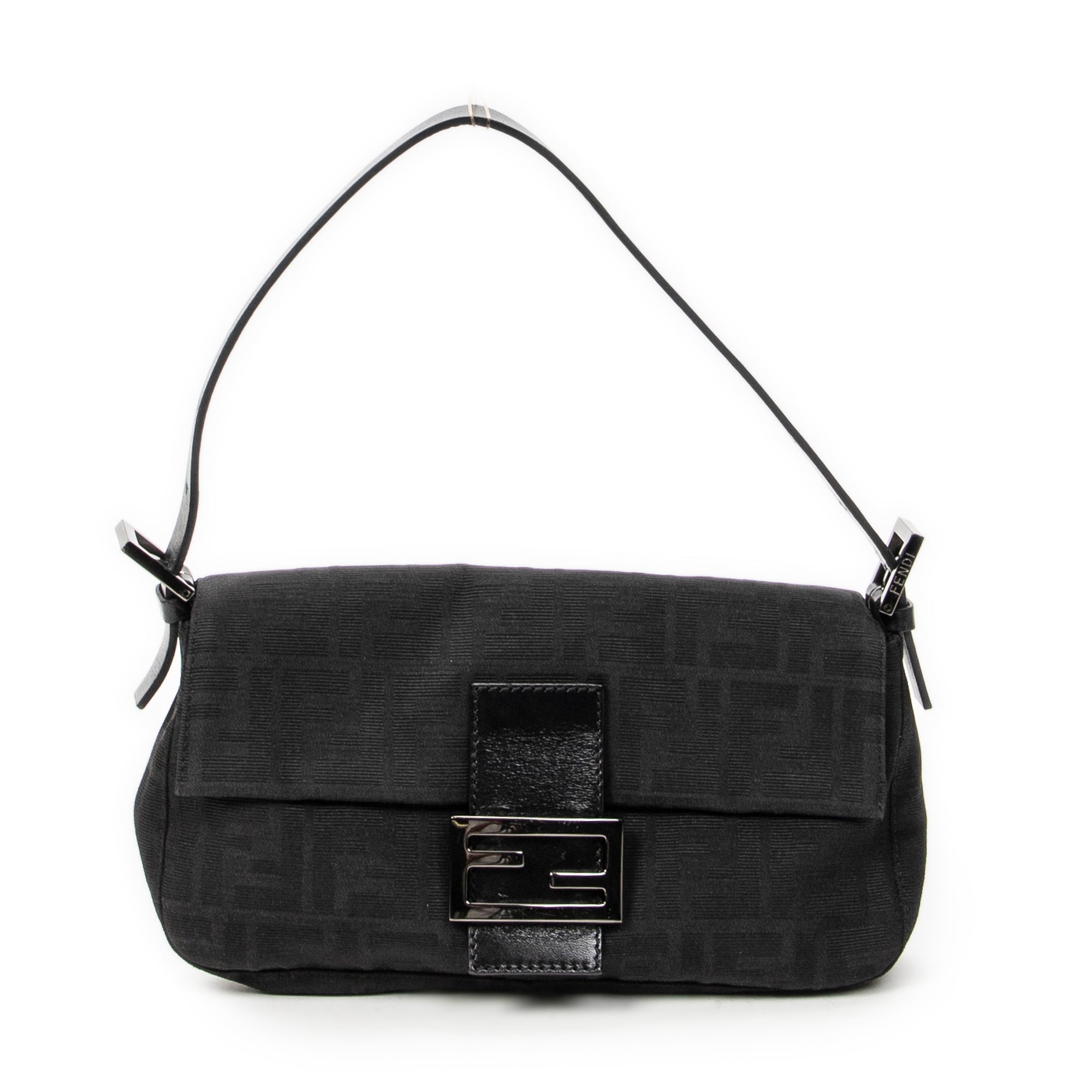 Bolso de Hombro Baguette Negro Lona Zucca