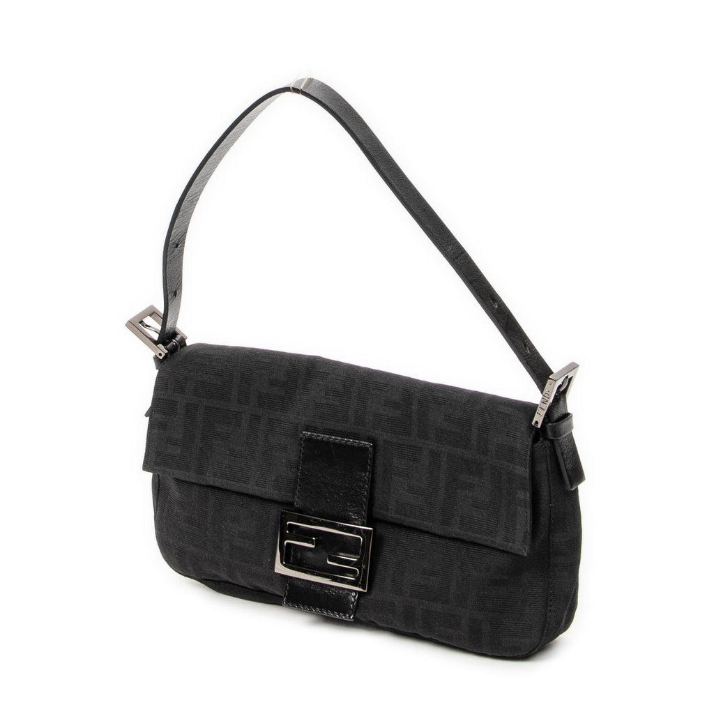 Bolso de Hombro Baguette Negro Lona Zucca