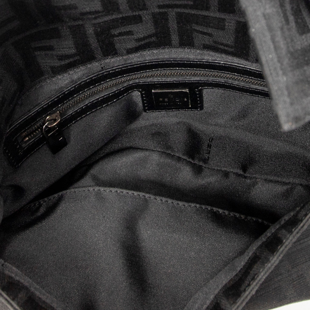Bolso de Hombro Baguette Negro Lona Zucca
