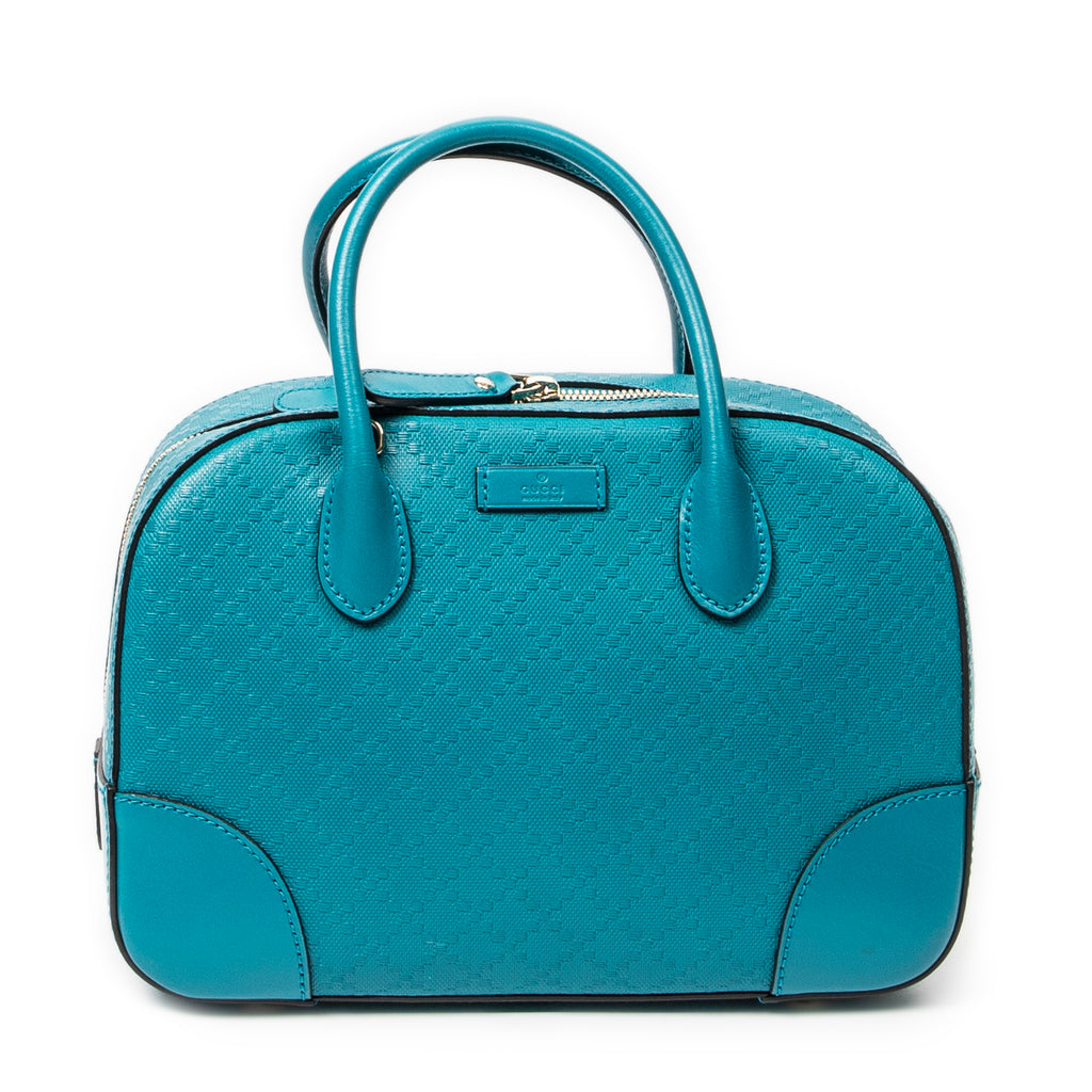 Shoulder Bag Boston Top Handle Teal Diamante Leather