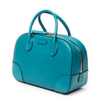 Shoulder Bag Boston Top Handle Teal Diamante Leather