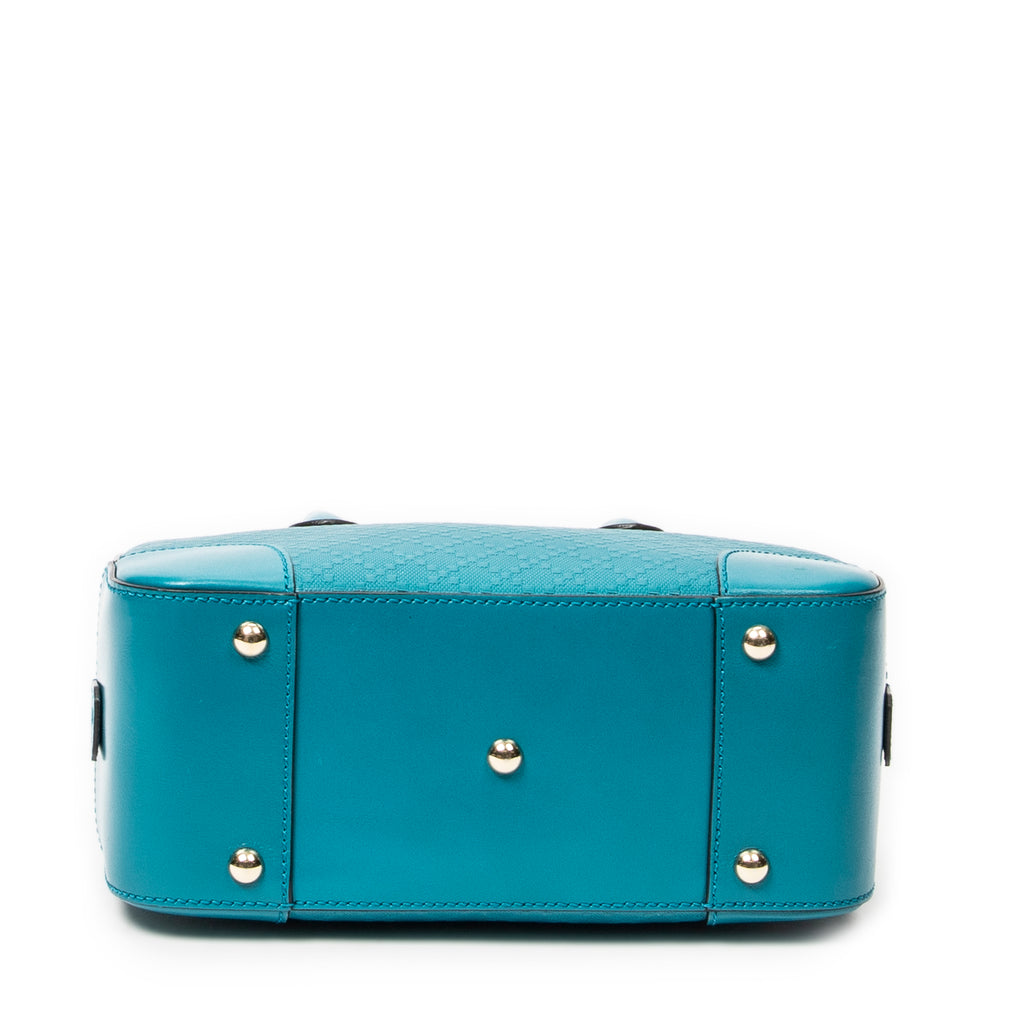 Shoulder Bag Boston Top Handle Teal Diamante Leather