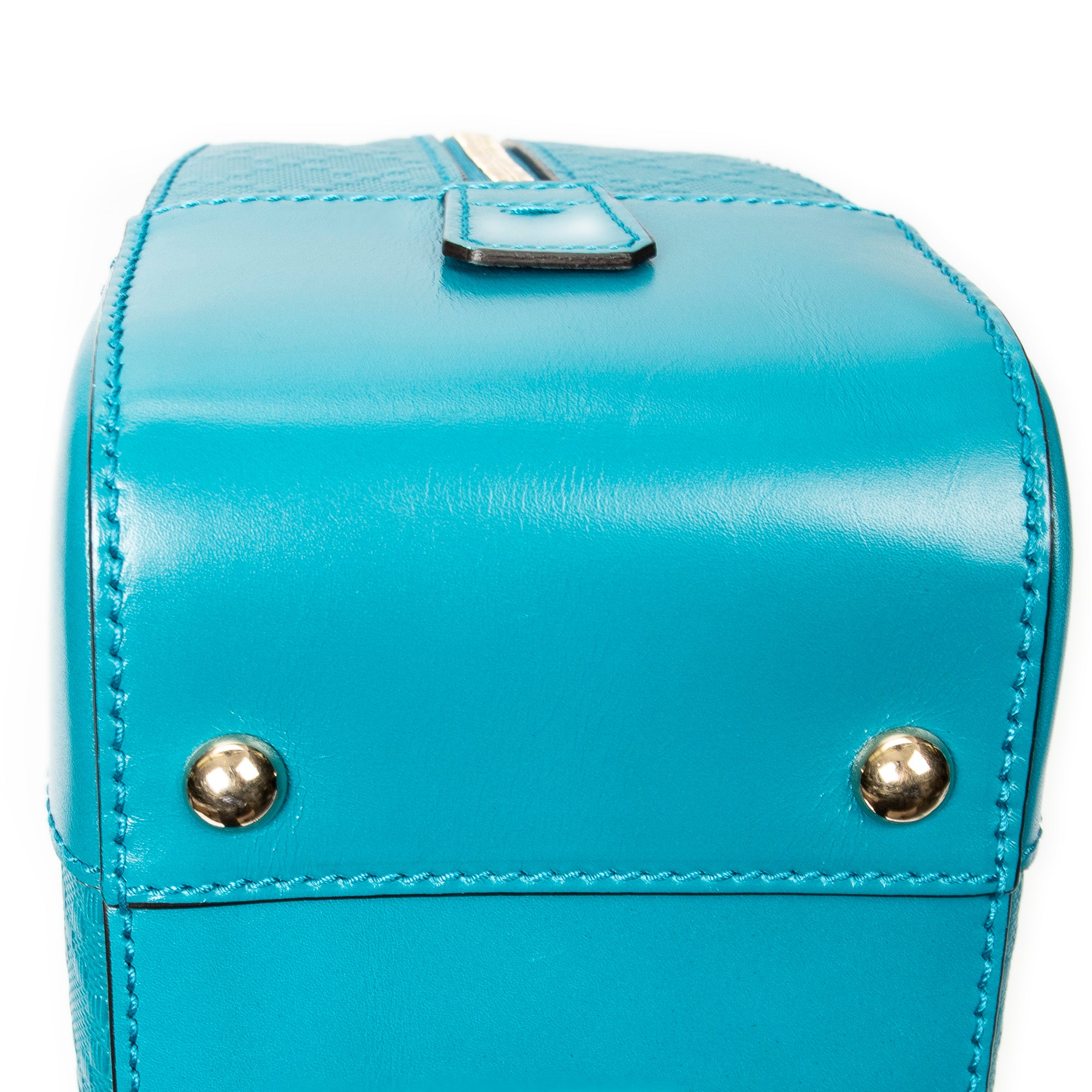 Shoulder Bag Boston Top Handle Teal Diamante Leather