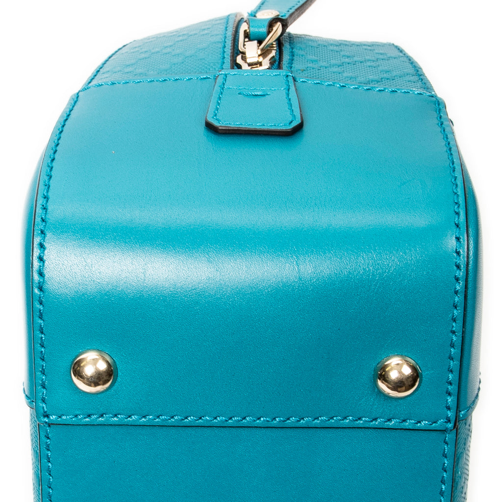 Shoulder Bag Boston Top Handle Teal Diamante Leather