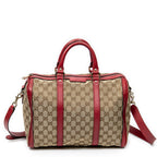 Shoulder Bag Medium Web Boston Beige Monogrammed Canvas
