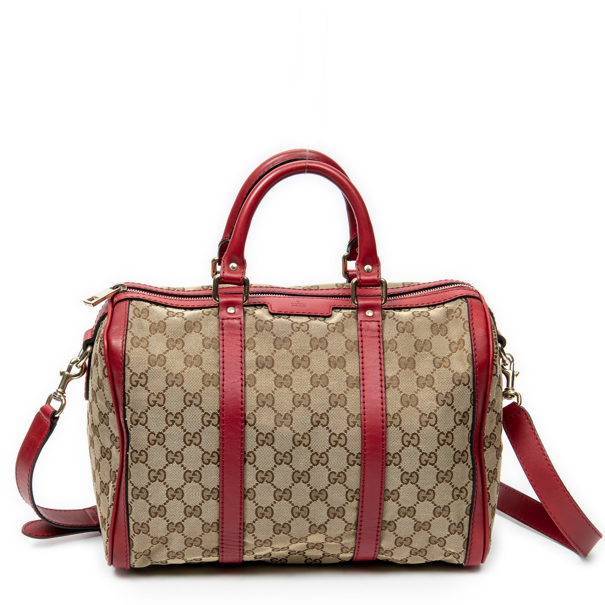Shoulder Bag Medium Web Boston Beige Monogrammed Canvas