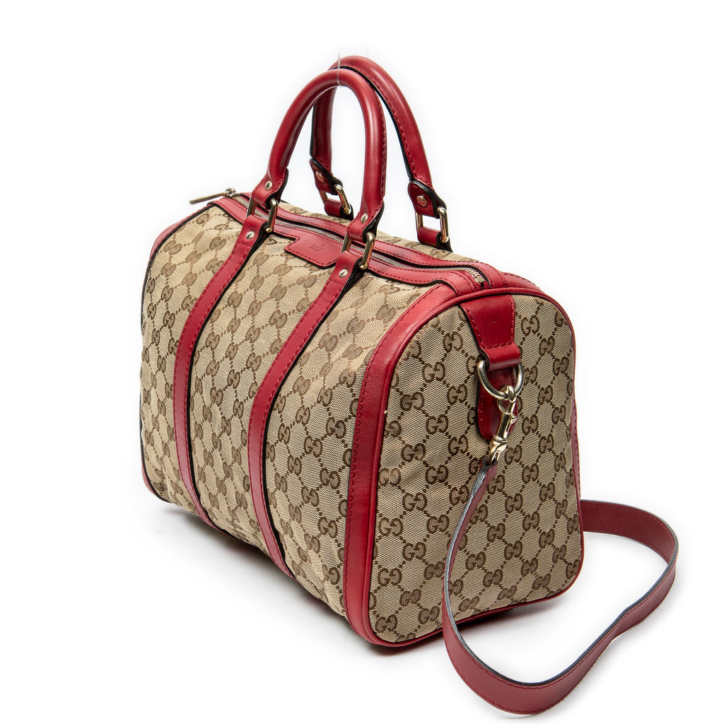 Shoulder Bag Medium Web Boston Beige Monogrammed Canvas