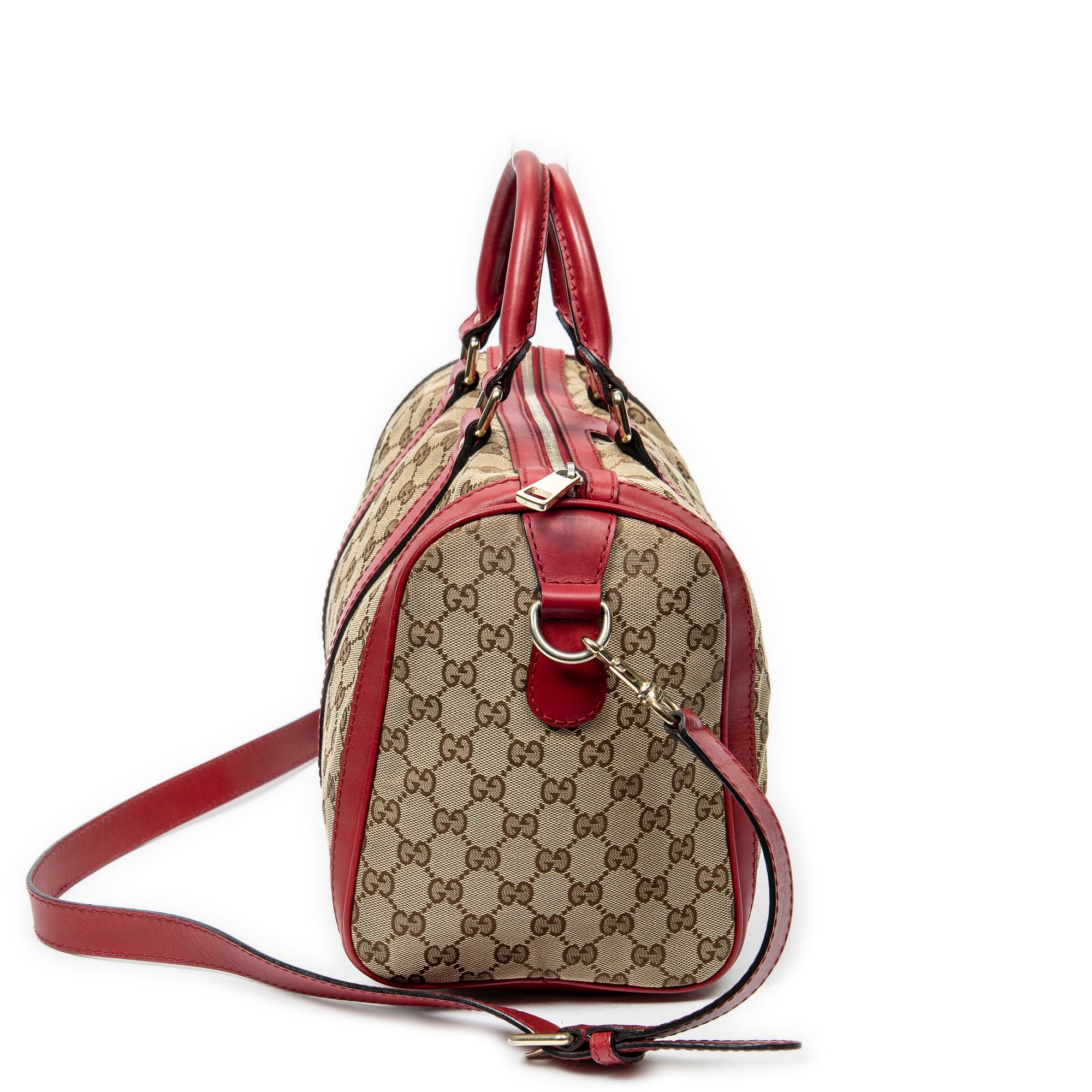 Shoulder Bag Medium Web Boston Beige Monogrammed Canvas