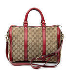 Bolso al hombro mediano Web Boston de lona monogrammed beige