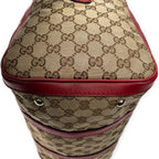 Bolso al hombro mediano Web Boston de lona monogrammed beige