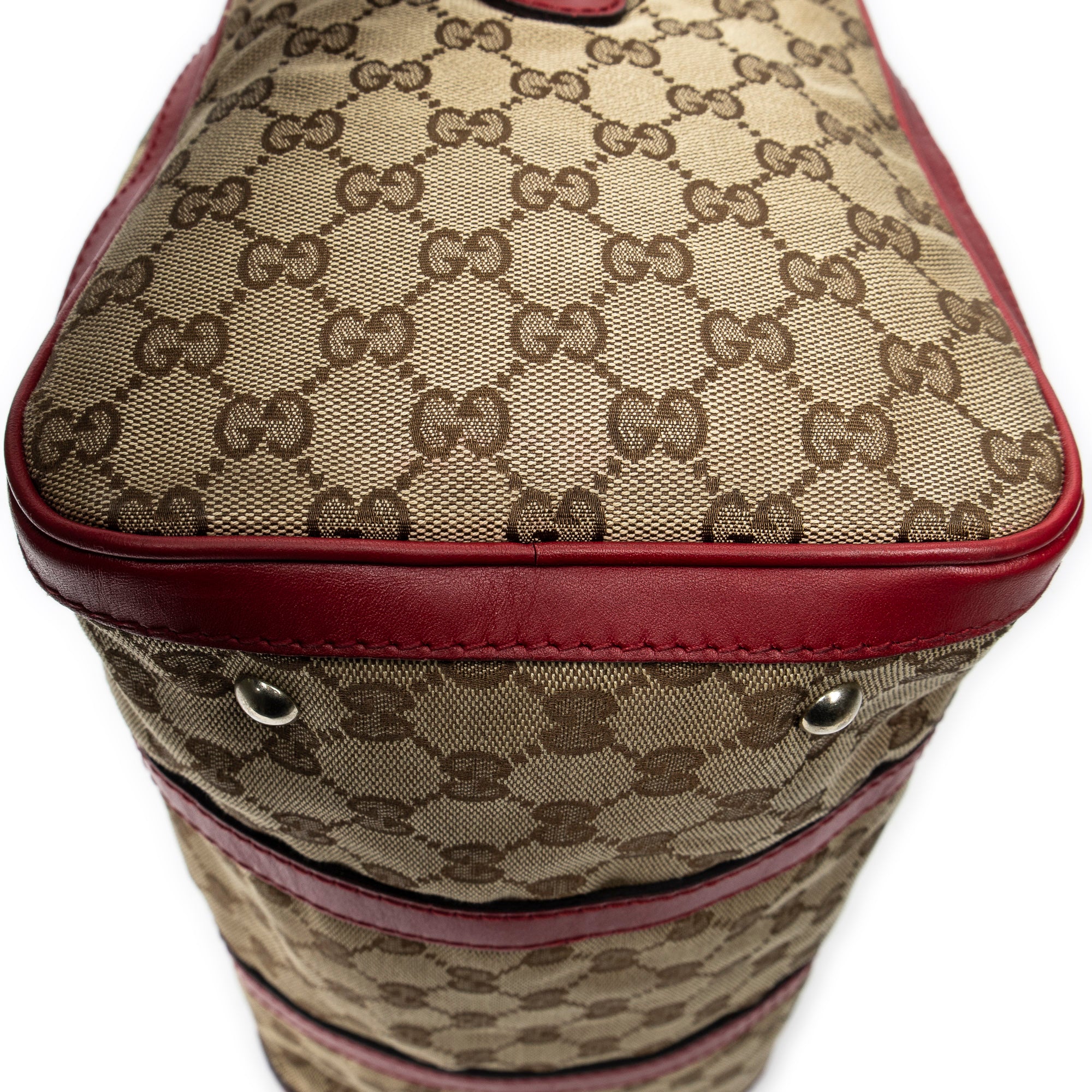 Bolso al hombro mediano Web Boston de lona monogrammed beige
