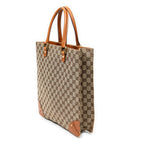 Shoulder Bag Nailhead Tote Beige Monogrammed Canvas