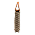 Shoulder Bag Nailhead Tote Beige Monogrammed Canvas