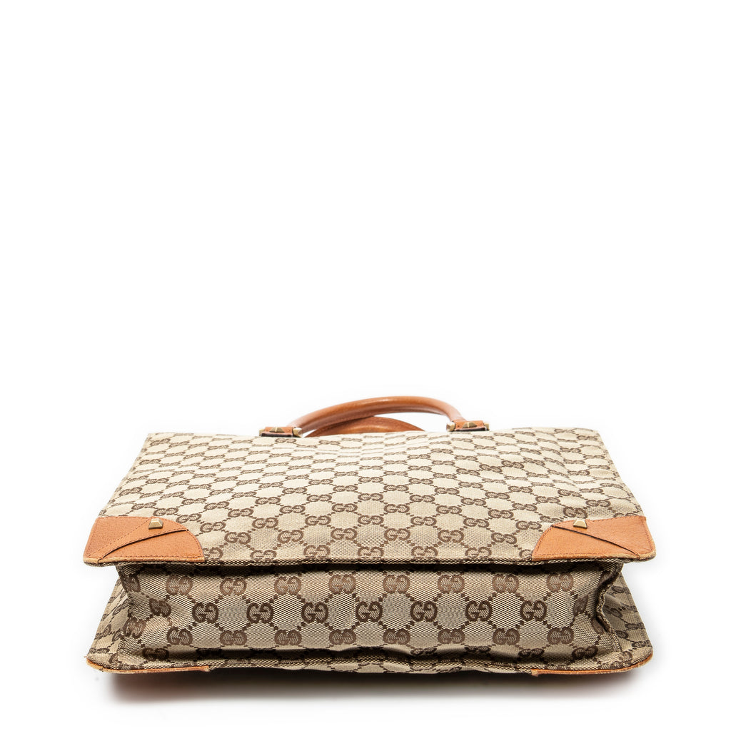 Shoulder Bag Nailhead Tote Beige Monogrammed Canvas