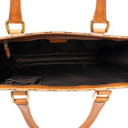 Shoulder Bag Nailhead Tote Beige Monogrammed Canvas