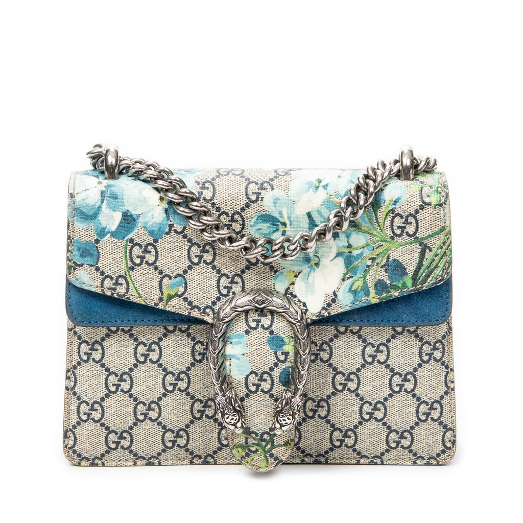Shoulder Bag Mini Dionysus Chain Crossbody Beige Blooms Supreme Coated Canvas